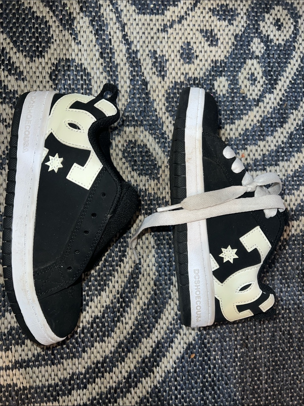 DC Kids Black and White Skate Sneakers